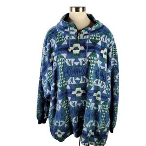 Vtg Venezia Womens 22 Pullover Top Blue "Worn to Perfection" Geometric Southwest